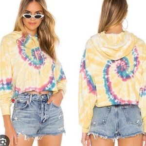 #360 Daydreamer Multicolor Tie-Dye Cropped Hoodie Large